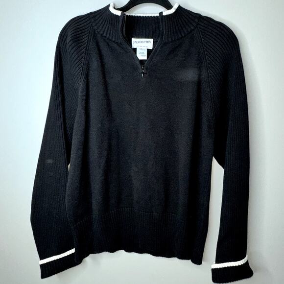 Pendleton Womens Size Medium Black Mock Neck 1/4 Zip Long Sleeve Sweater - Picture 1 of 7